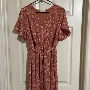 Light pink, polka dot, Chiffon, do wrap dress